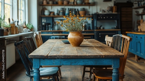 customize your space with a unique rustic dining set including mismatched chairs and handmade pottery showcase your personalized decor style photo