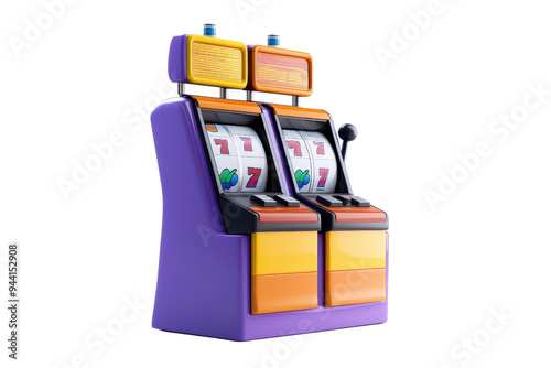 A colorful slot machine featuring classic symbols, perfect for representing gaming and entertainment themes. photo