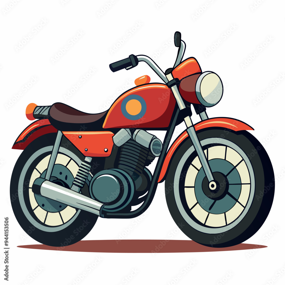 Fototapeta premium Red Motorcycle with Black Seat and Chrome Exhaust