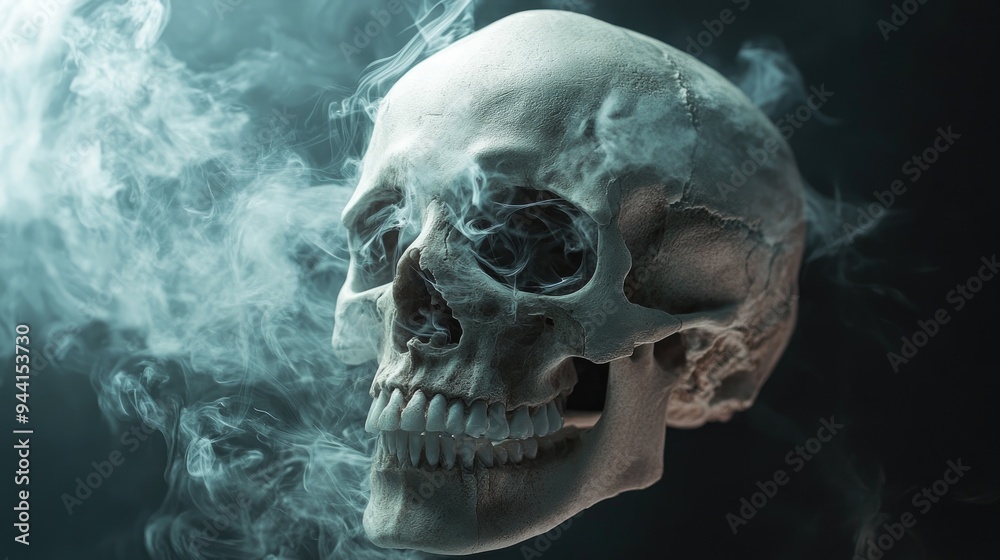 A Human Skull Surrounded by Smoke A Human Skull Surrounded by Smoke