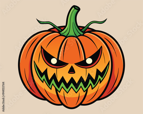 decorative halloween pumpkin illustration on solid background