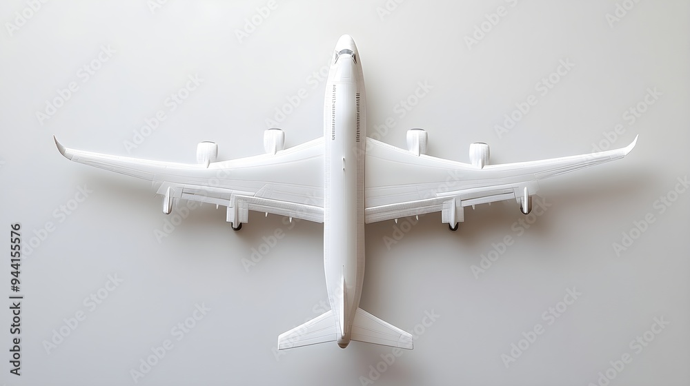 Realistic airplane model kit assembled and displayed on a light solid color background, showcasing intricate details and craftsmanship Realistic airplane model kit assembled and displayed on a light solid color background, showcasing intricate details and craftsmanship