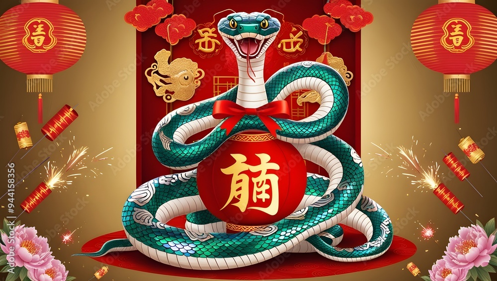 Obraz premium Happy New Year, Year of the Snake.