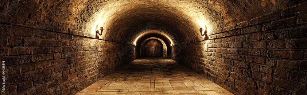 Fototapeta premium 3D rendering of an underground torture chamber entrance from a historical perspective