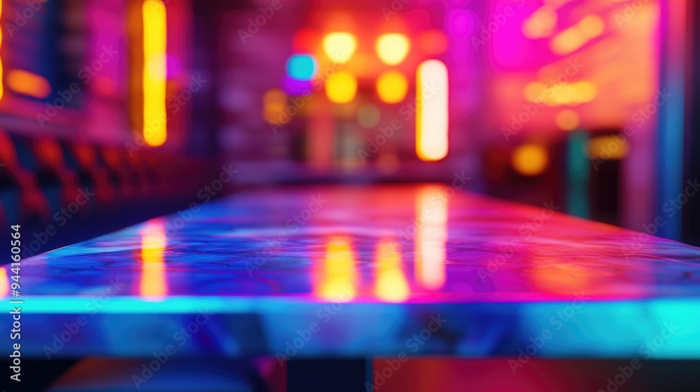 3D Rendering of a Tabletop with a Blurred Background Interior