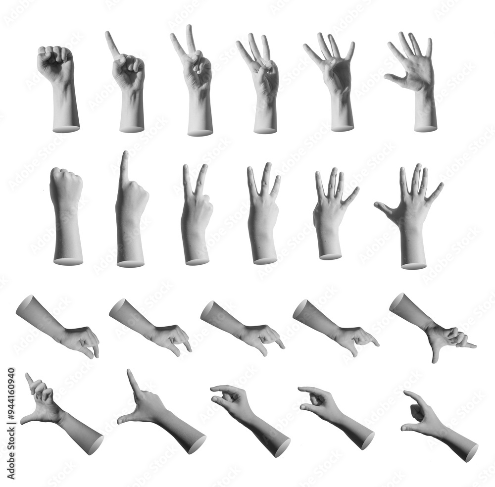 Kid s hand signs, different child gestures, big set, isolated on white background. Kid s hand signs, different child gestures, big set, isolated on white background.