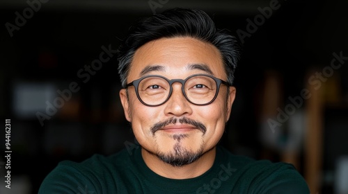 Professional headshot of a confident entrepreneur in a stylish office with a focus on leadership success and personal branding conveying authority and selfassurance