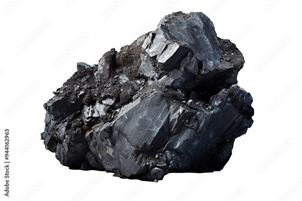 A solid piece of coal isolated on clear white and transparent background A solid piece of coal isolated on clear white and transparent background
