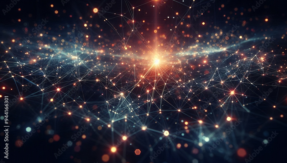 Fototapeta premium Abstract digital background of points and lines with glowing plexus