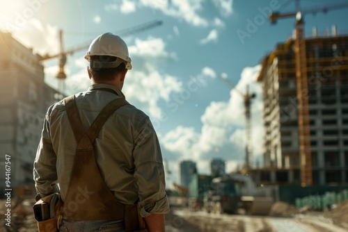 Civil engineer looking at a construction site