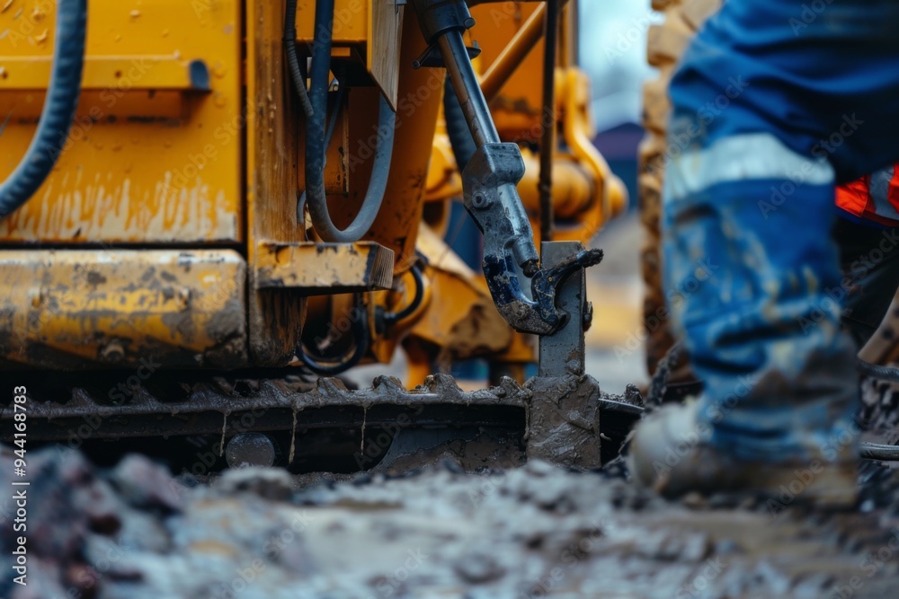 Close up of a worker maintaining heavy machinery Close up of a worker maintaining heavy machinery