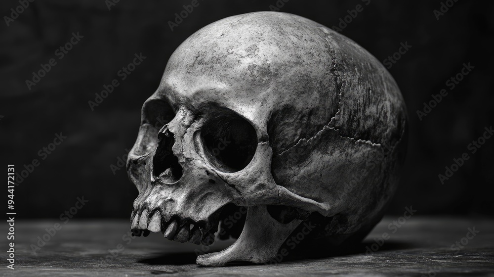 A Human Skull in Black and White Photography A Human Skull in Black and White Photography