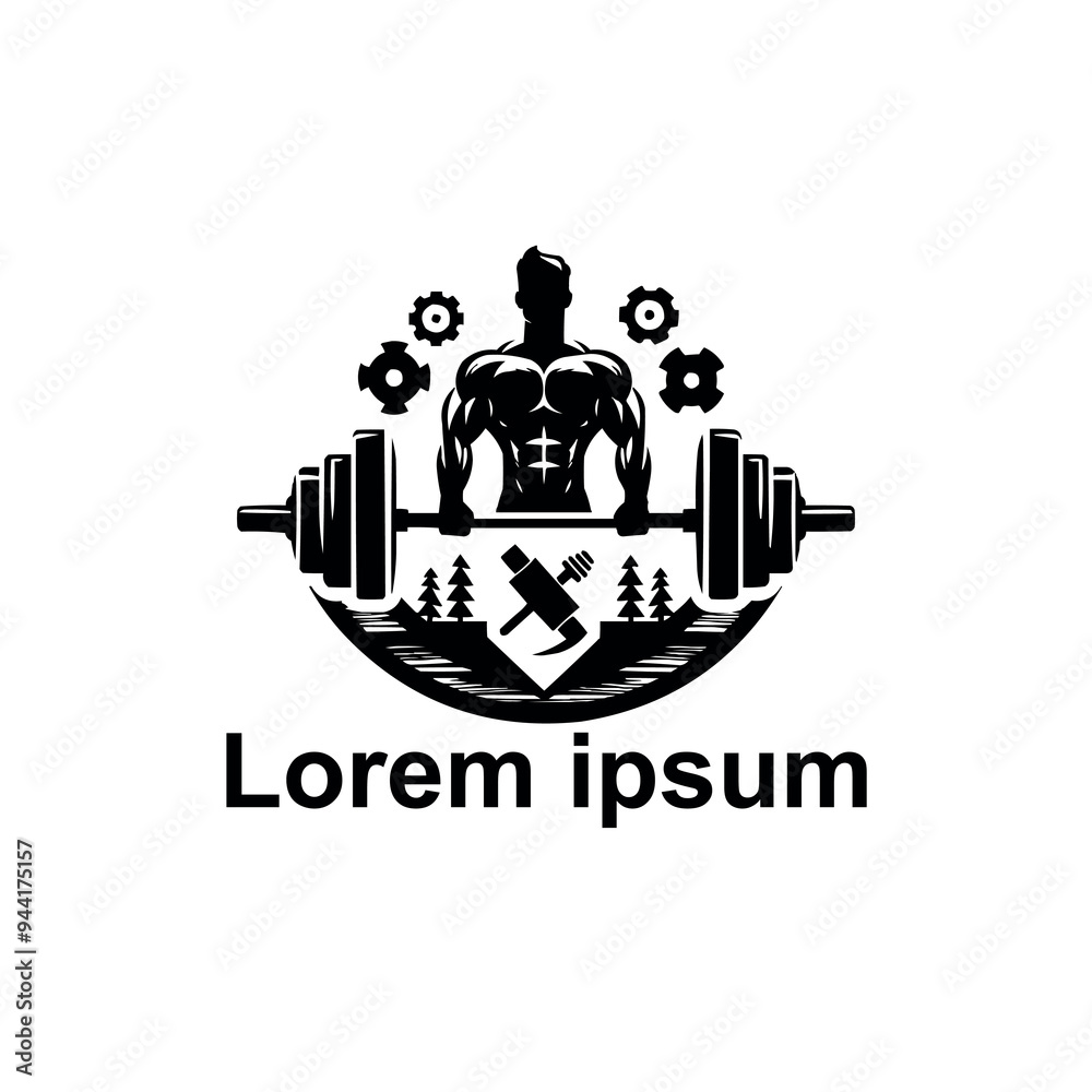 gym and fitness logo inspiration silhouettes of man and woman lifting barbell or dumbbell isolated gym and fitness logo inspiration silhouettes of man and woman lifting barbell or dumbbell isolated