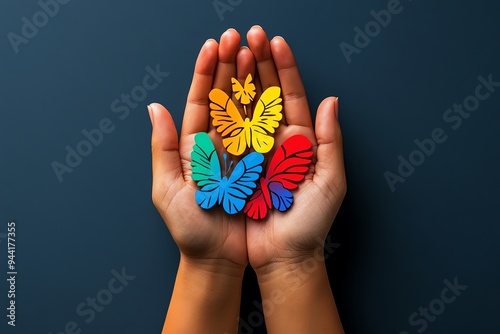 Charity as a catalyst for transformation, illustrated with vibrant colors and symbols representing change and progress photo