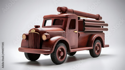 Wallpaper Mural Professionally crafted 3D wooden model of Fire Truck, with white background. Torontodigital.ca