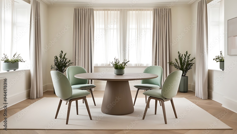 Modern living room with table and chair. Generative Ai.