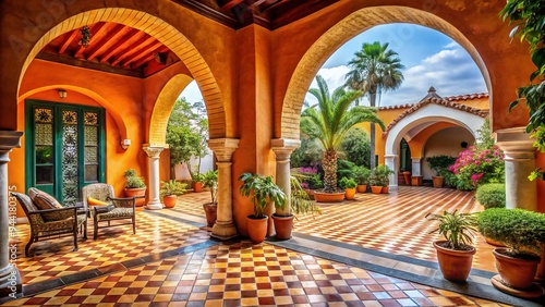 Mediterranean Escape: Arches, Tiled Floors, Bright Colors, Terracotta Hues