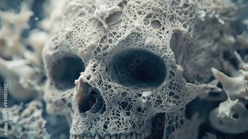 Close-up of a Fragile and Delicate Human Skull photo