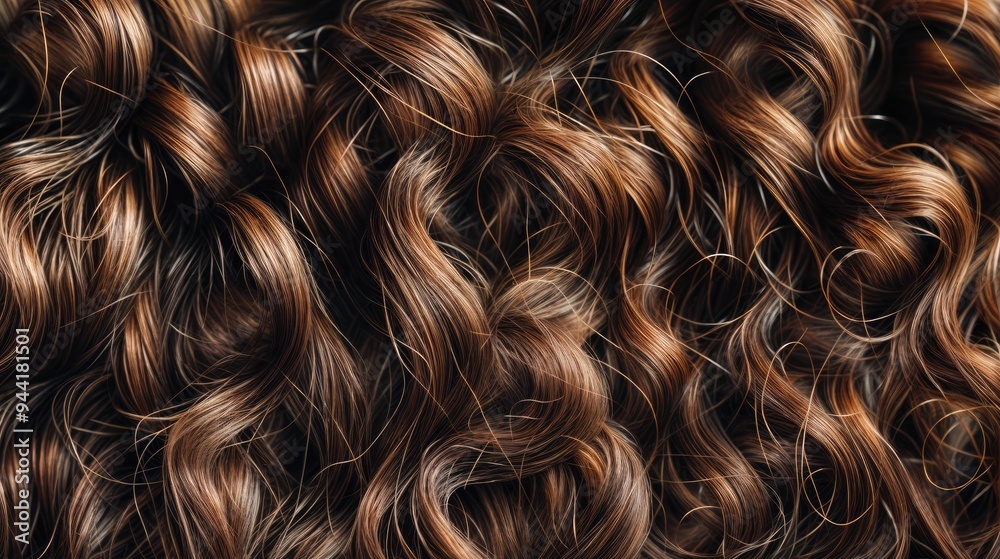 Close-up of luxurious brown curly hair. Close-up of luxurious brown curly hair.