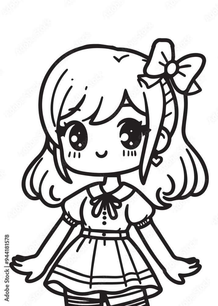 cute girl children coloring book page cute girl children coloring book page