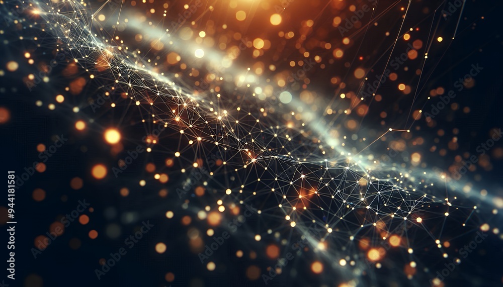 Fototapeta premium Abstract digital background of points and lines with glowing plexus