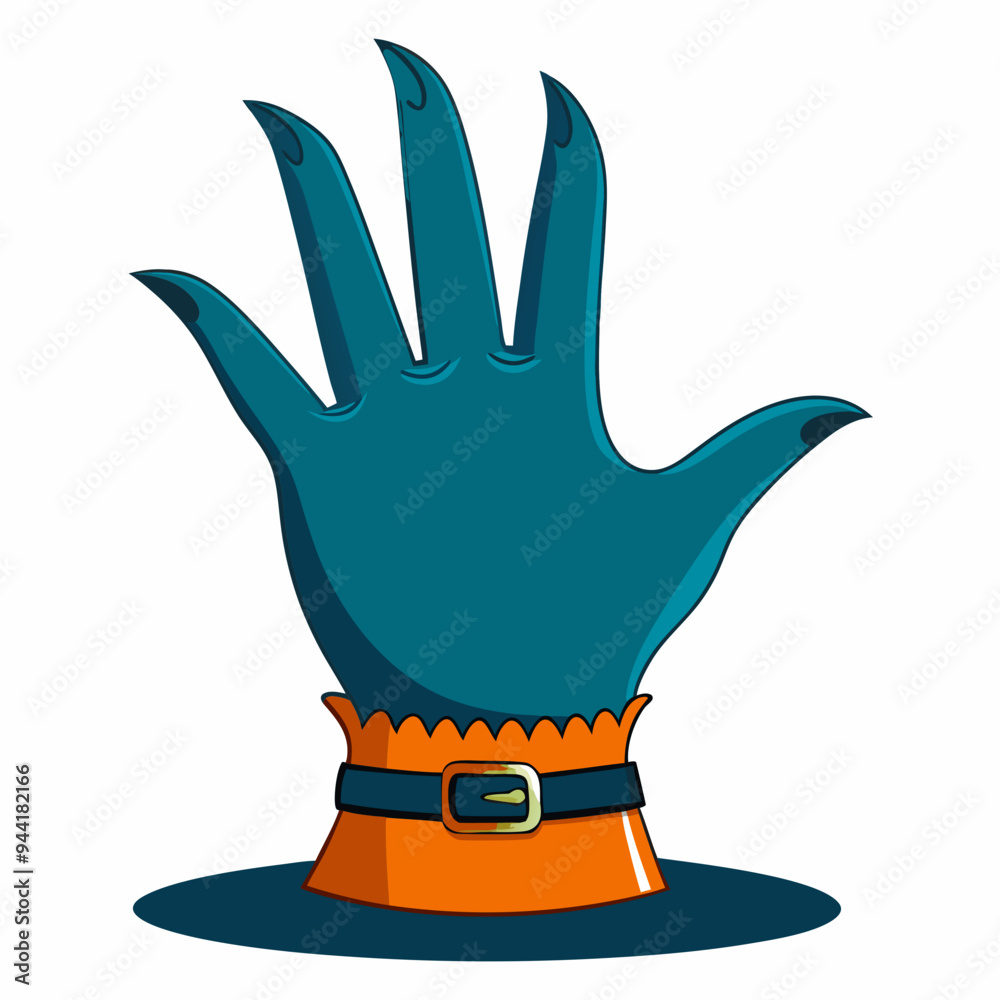 Witch Hand with Claws Wearing a Blue and Orange Sleeve Witch Hand with Claws Wearing a Blue and Orange Sleeve
