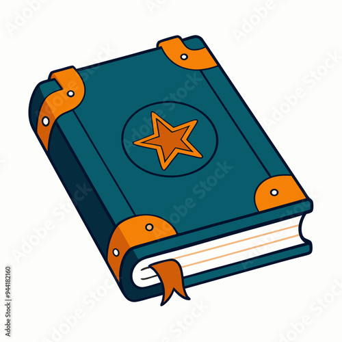 Magic Spellbook with Star Emblem in Blue and Orange