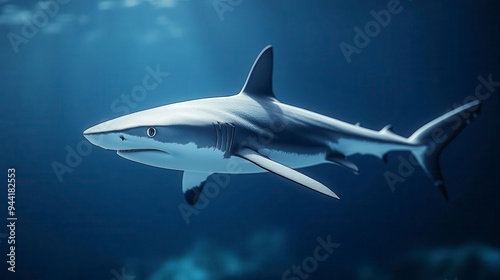 Wallpaper Mural A sleek shark glides through the water its body a blur of grey and white Torontodigital.ca