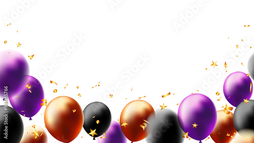 vector illustration realistic balloons and gold confetti happy Halloween party scary