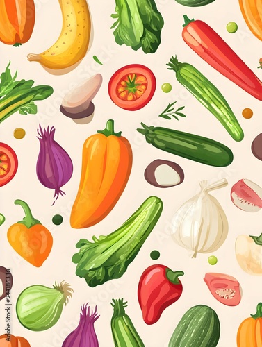 Background. Eat healthy. Vector vegetables icons.
