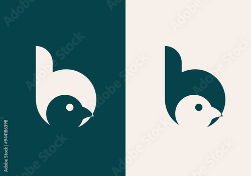 l letter b with bird shape inside logo Vector Image, initial letter B logo design with bird,design vector image , ;letter b bird logo icon design B bird logo letter
