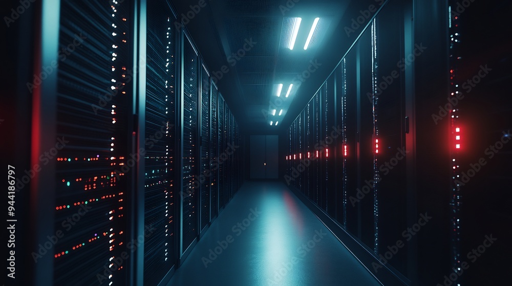 Server Room with Red and Blue Lights Server Room with Red and Blue Lights