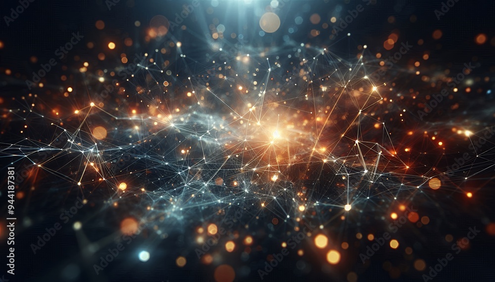 Fototapeta premium Abstract digital background of points and lines with glowing plexus