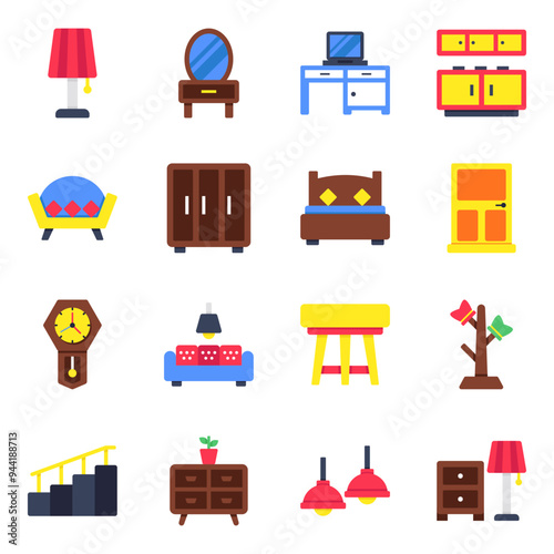 Set of Interior Flat Icons

