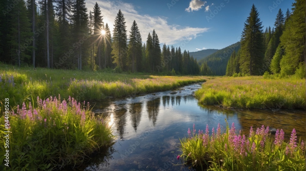 Natural meadow in the mountains, wallpaper Natural meadow in the mountains, wallpaper
