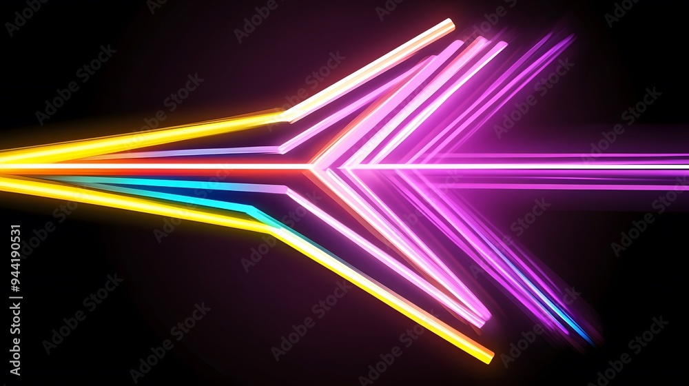 Fototapeta premium Abstract neon light streaks on a black background.