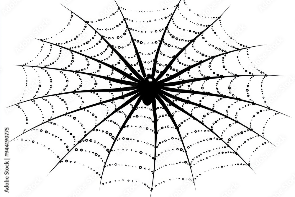 Obraz premium Black and White Spider Web Illustration