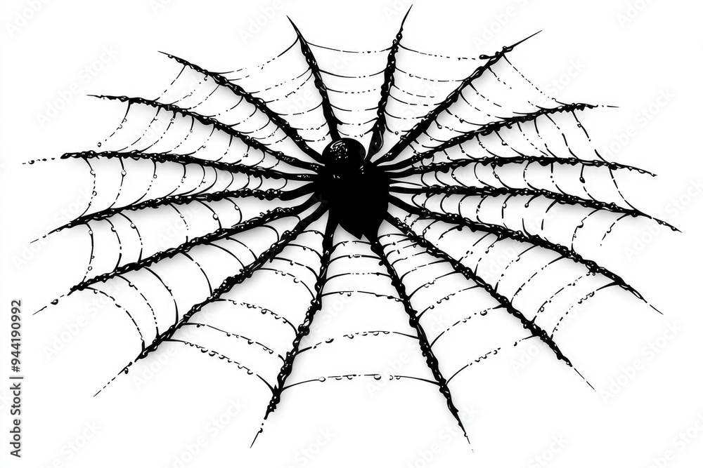 Fototapeta premium Spiderweb with Spider Silhouette