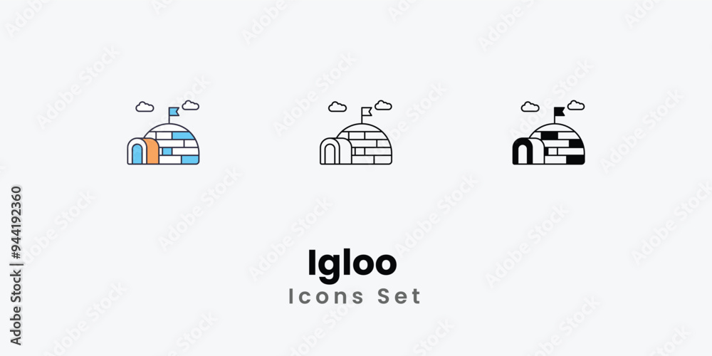 Igloo Icons thin line and glyph vector icon stock illustration Igloo Icons thin line and glyph vector icon stock illustration