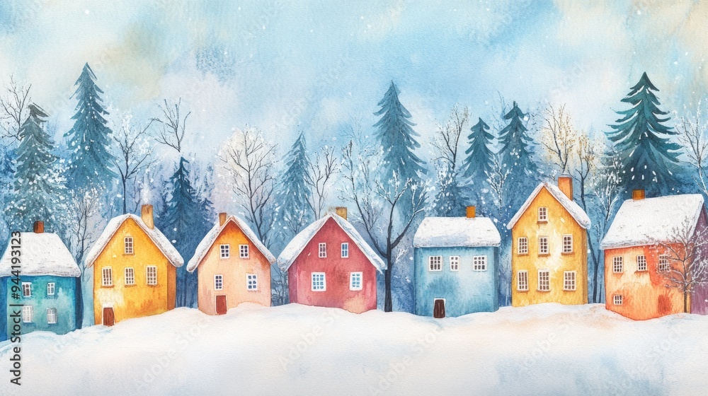 Fototapeta premium Christmas houses in the forest