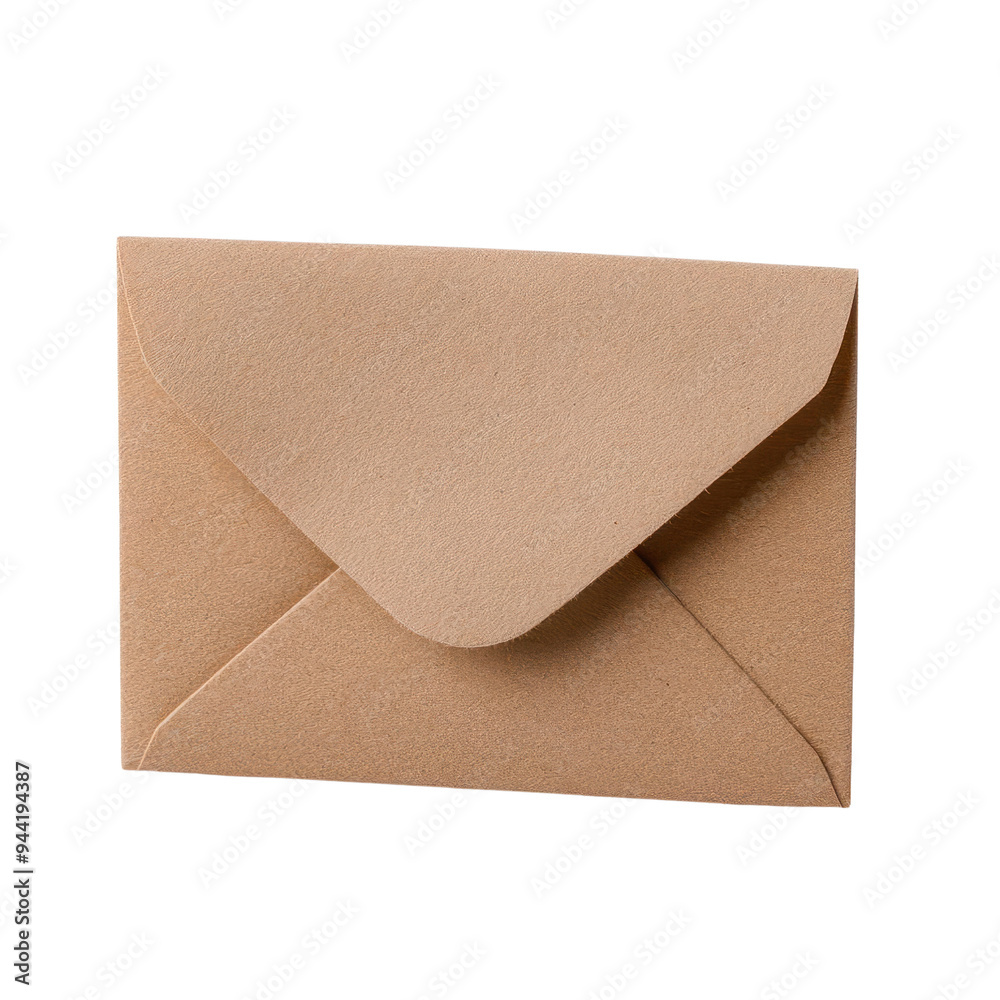 A simple brown envelope, ideal for invitations or letters, showcasing minimalistic design and natural texture isolate on transparency background A simple brown envelope, ideal for invitations or letters, showcasing minimalistic design and natural texture isolate on transparency background