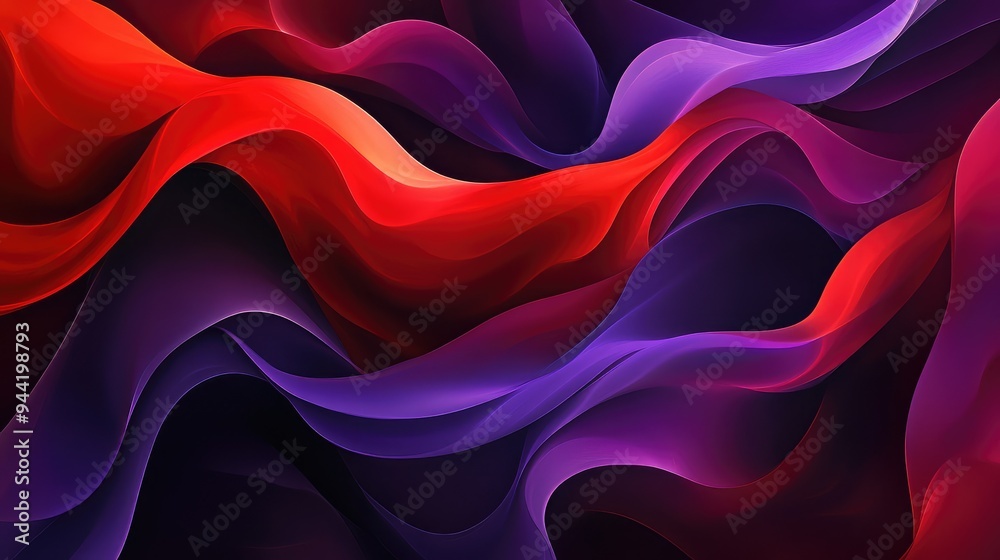 Obraz premium Dynamic abstract design with bold red and mysterious purple waves, forming a striking contrast.