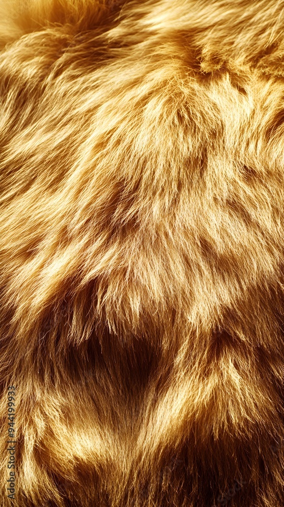 Naklejka premium Golden background. Macro of brown fur, natural and elegant texture