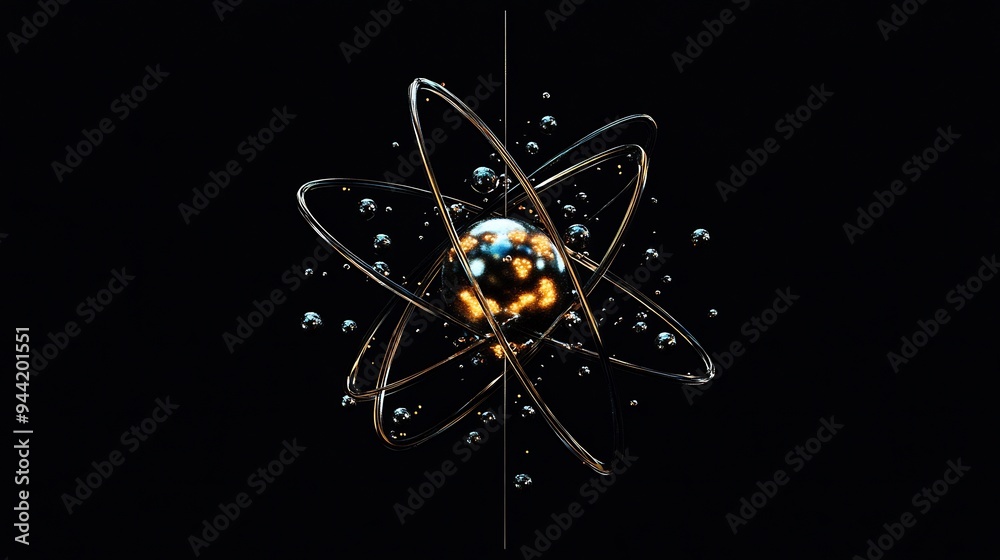 Abstract Atomic Structure with Glowing Center Abstract Atomic Structure with Glowing Center