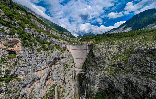 Aerial view of Vajont Dam, Friuli Venezia Giulia, Italy photo