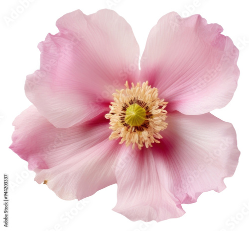 PNG Real Pressed a single anemone pink flower blossom anther dahlia. #944203337