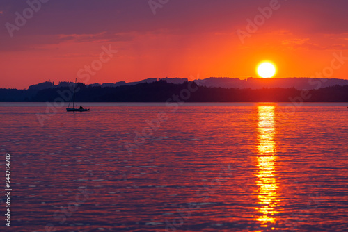 Sunset over the Chiemsee Lake, Bavaria, Germany