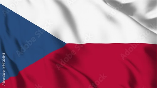 Czech flag seamless loop animation. The National flag of Czech is 3d waving 