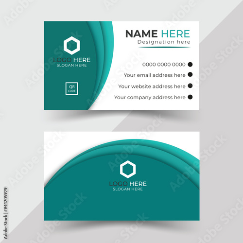 Creative and modern business card design with dark cyan and cyan and lite cyan color Clean and simple business card template stylish background white color text cyan black elegant business card design