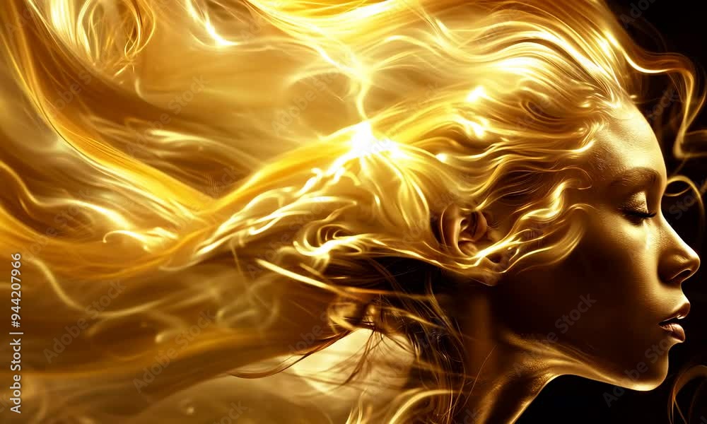 Artistic portrait of a woman with a fiery visual effect, resembling living flames Artistic portrait of a woman with a fiery visual effect, resembling living flames